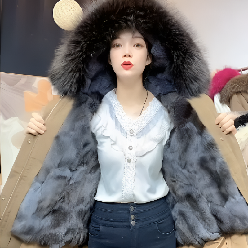 编号501-600号 新款48狐狸毛大毛领可拆卸女士派克服连帽百搭时尚