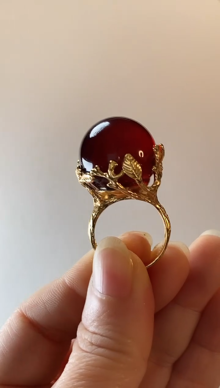 【闪购商品】琥珀颈饰银S925镶嵌血珀20+戒指  