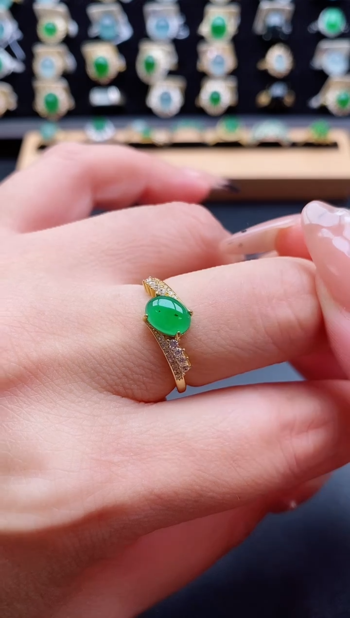 银S925镶嵌戒指翡翠1