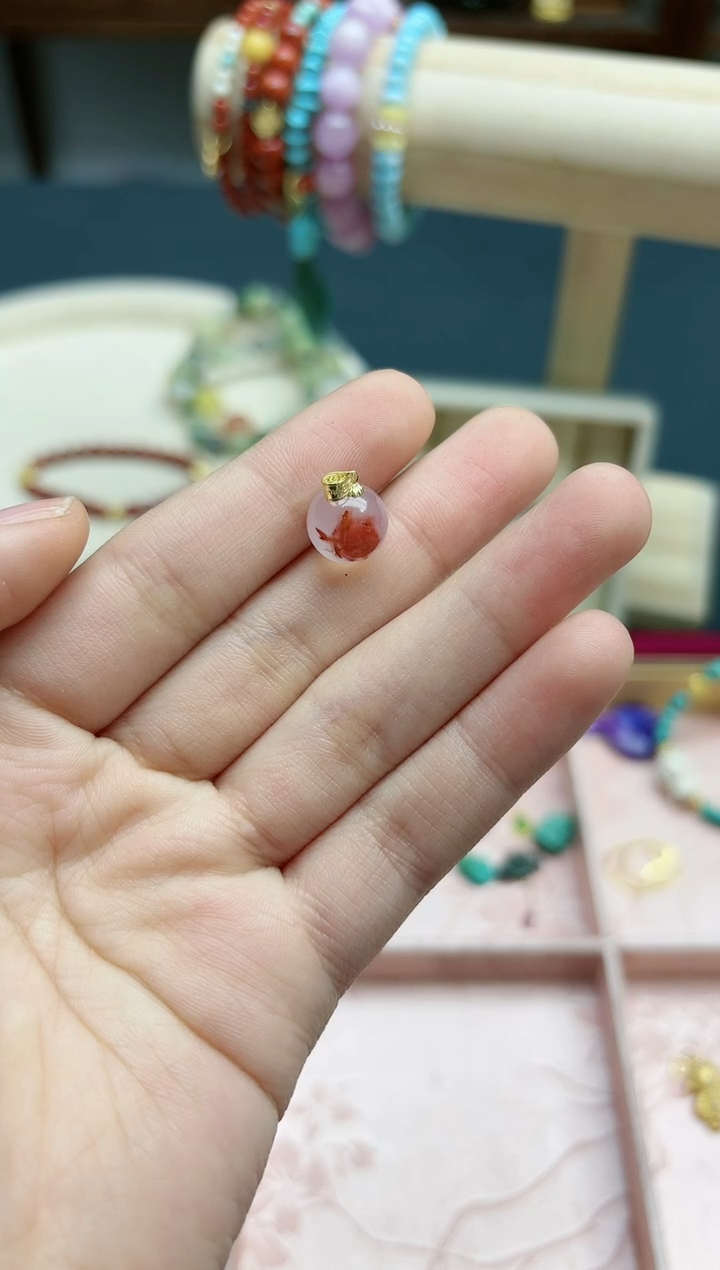 【闪购商品】南红玛瑙吊坠18K金镶嵌18k金南红吊坠*1 YX