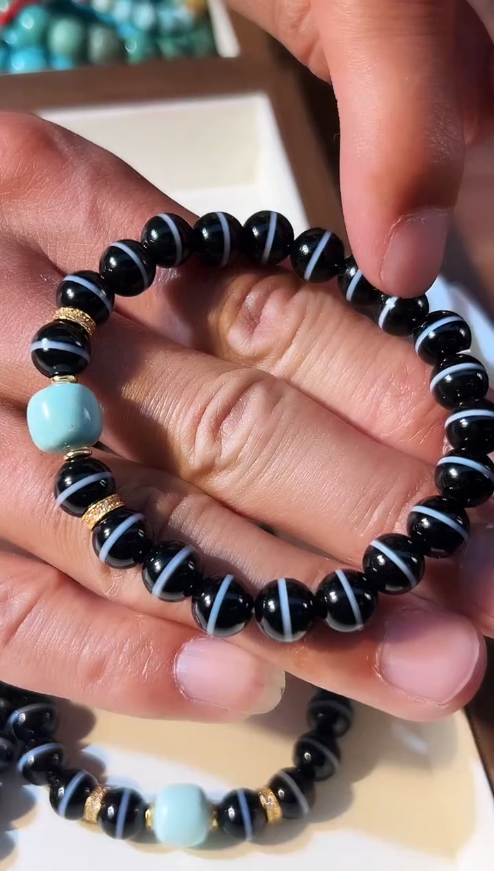 未镶嵌手串玛瑙/玉髓原矿绿松线珠手串