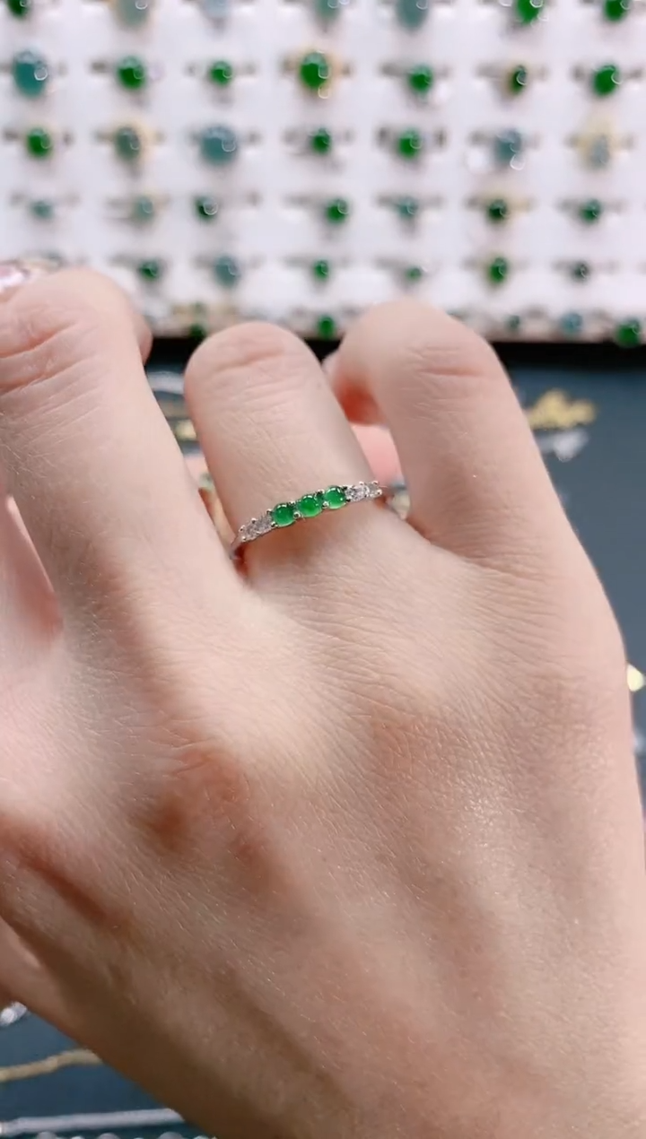 【闪购商品】翡翠戒指银S925镶嵌天然翡翠