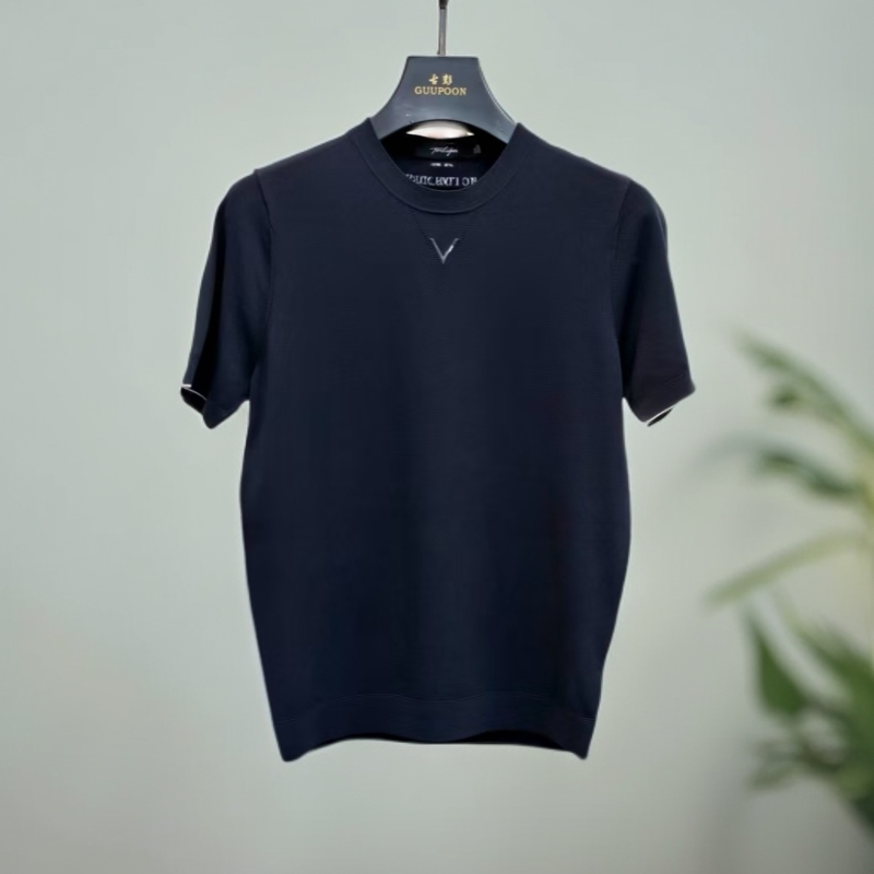 【针织T恤1601】男士高奢轻商务休闲时尚透气圆领短袖针织T恤衫