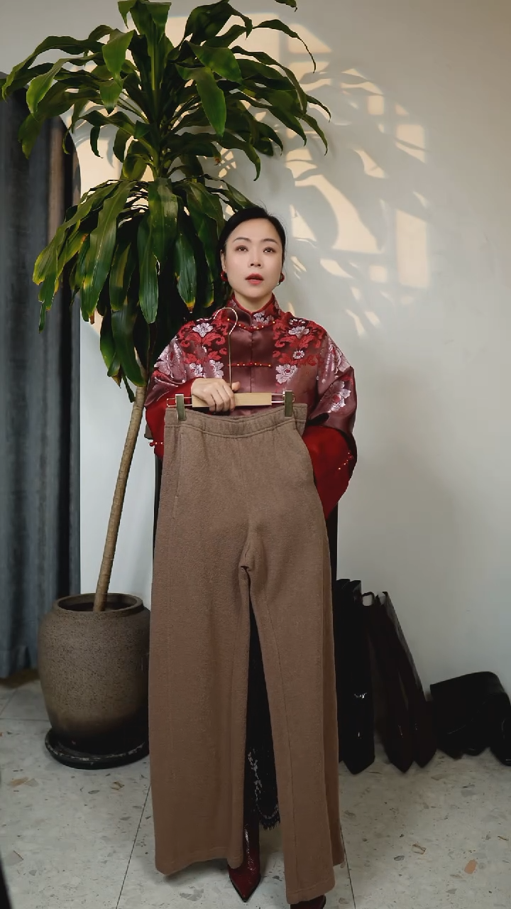 高级阔腿裤，咖色，L码（120斤）