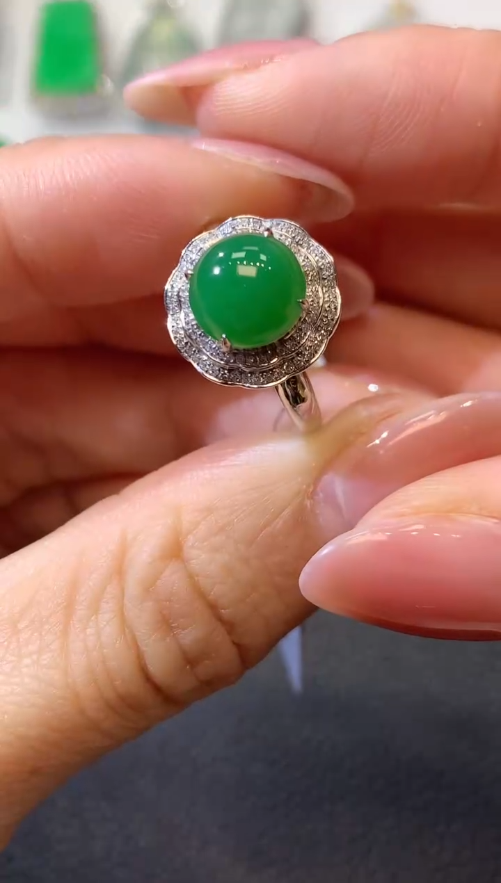 【闪购商品】翡翠戒指18K金镶嵌D11一件