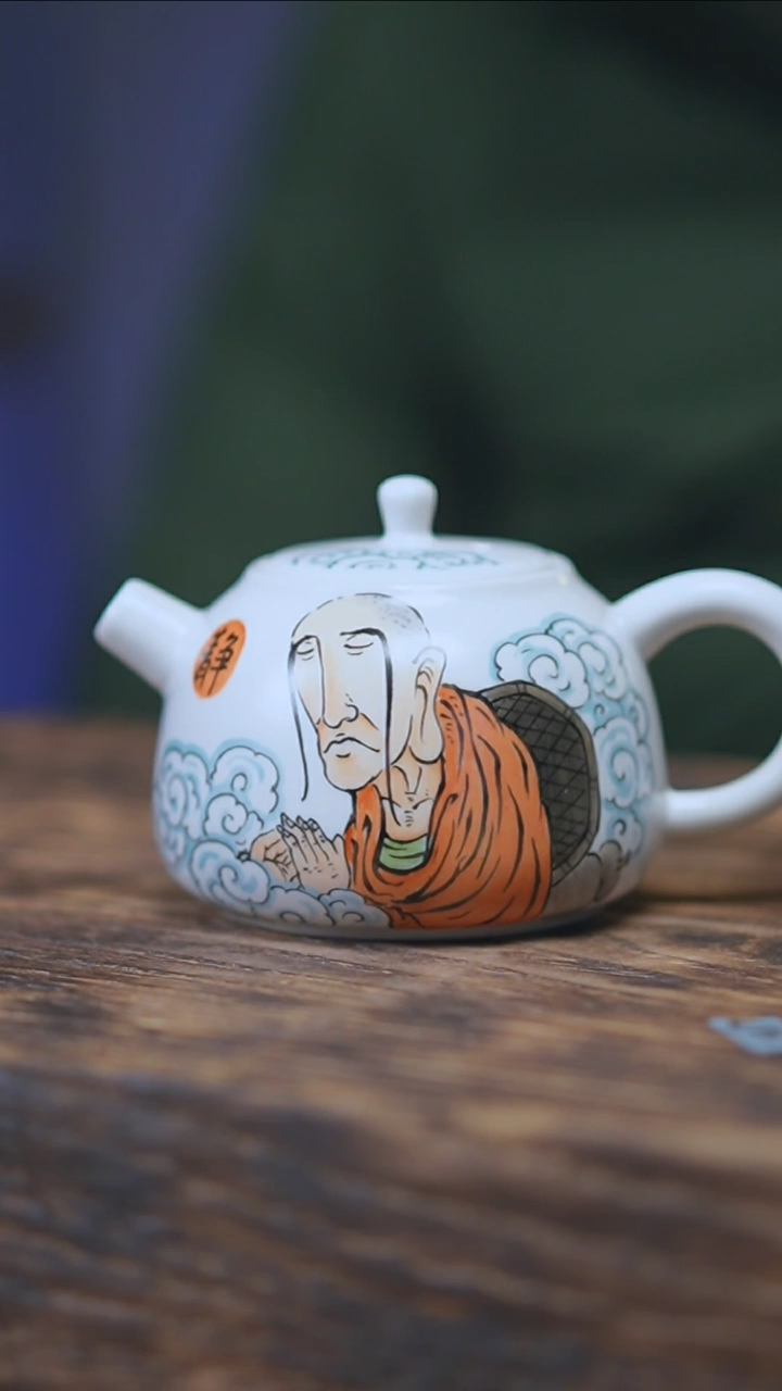 【闪购商品】景德镇手绘罗汉手把壶u