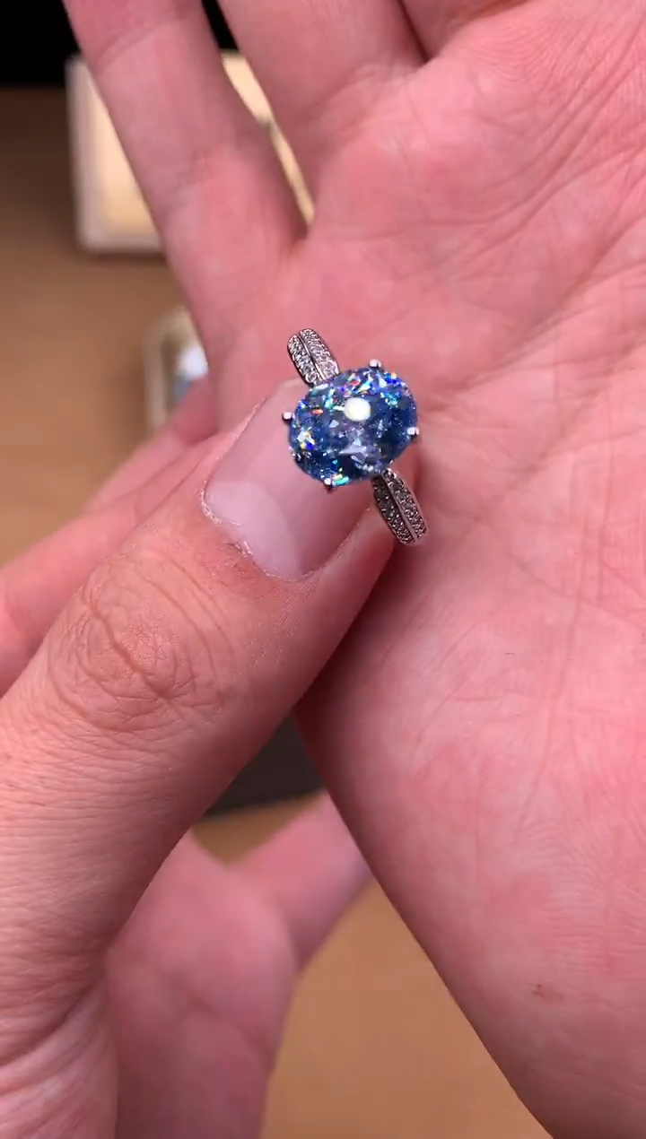 银S925镶嵌戒指海蓝宝石1111