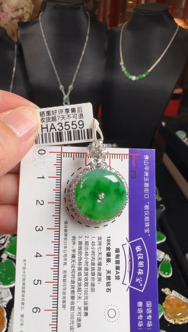 颈饰未镶嵌翡翠HA3559绿平安扣
