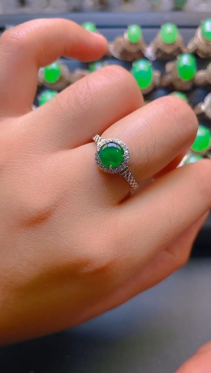 【闪购商品】翡翠耳饰银S925镶嵌天然A货翡翠1