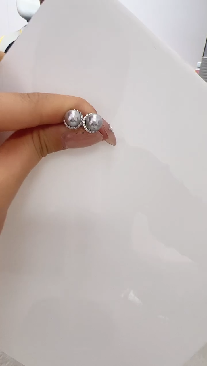 【闪购商品】海水珍珠DA银S925镶嵌a1000 灰珠耳饰 7