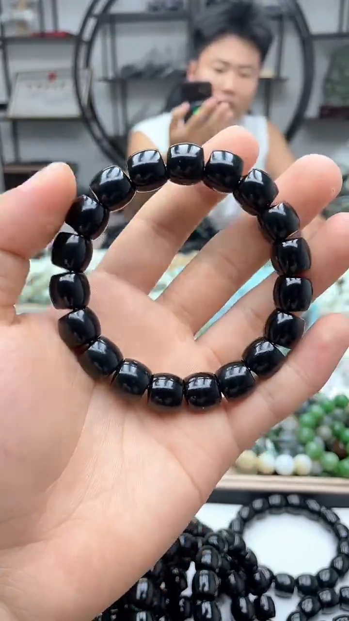 手串未镶嵌和田玉新疆塔县黑青12直切