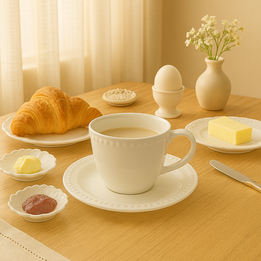 500ml高白瓷咖啡杯+碟 2件套  加厚防烫