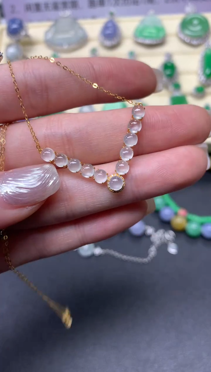 【闪购商品】翡翠套链18K金镶嵌套链|1700+170