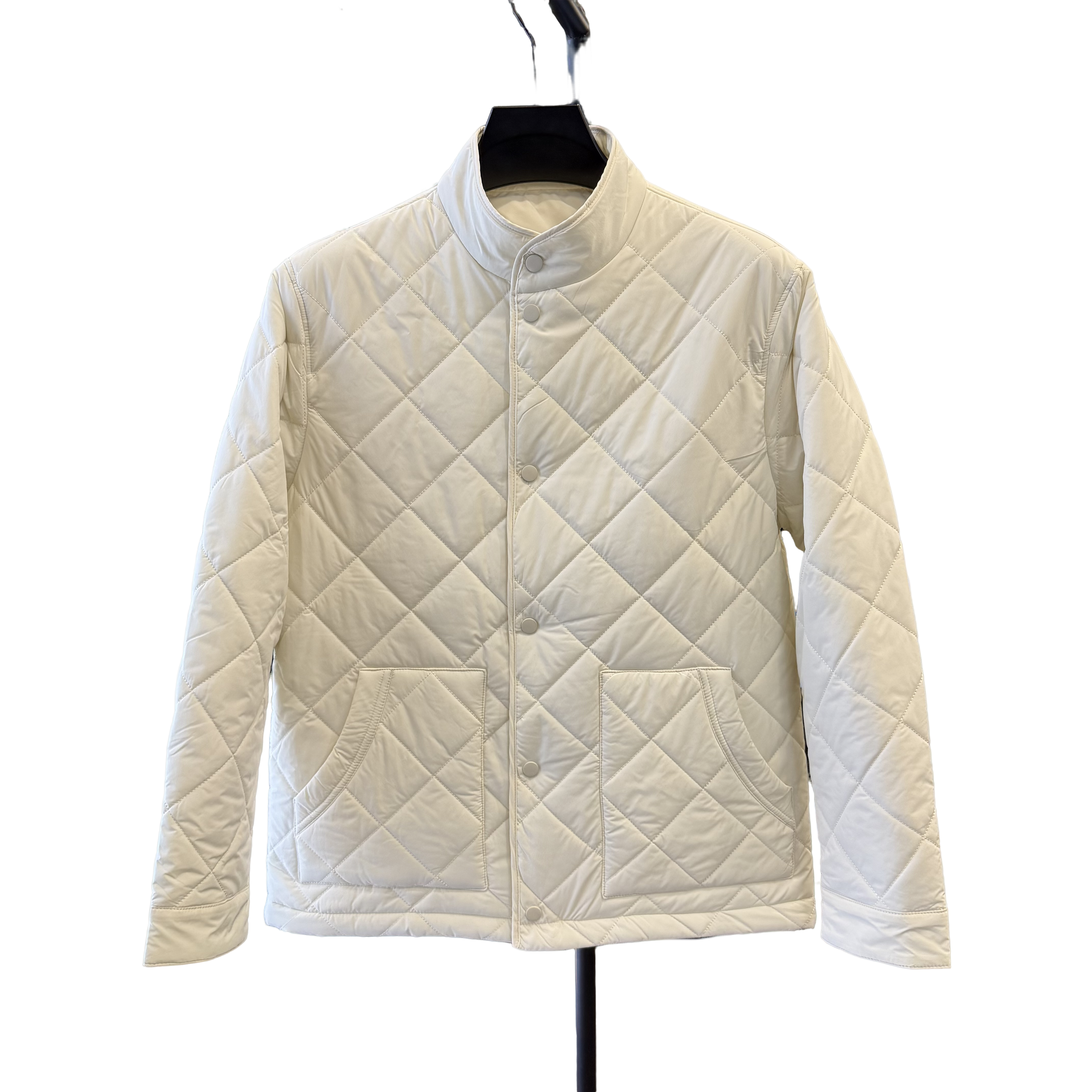 2025冬季新款男士款绗缝立领棉衣厚款菱形格格子休闲时尚轻薄修身