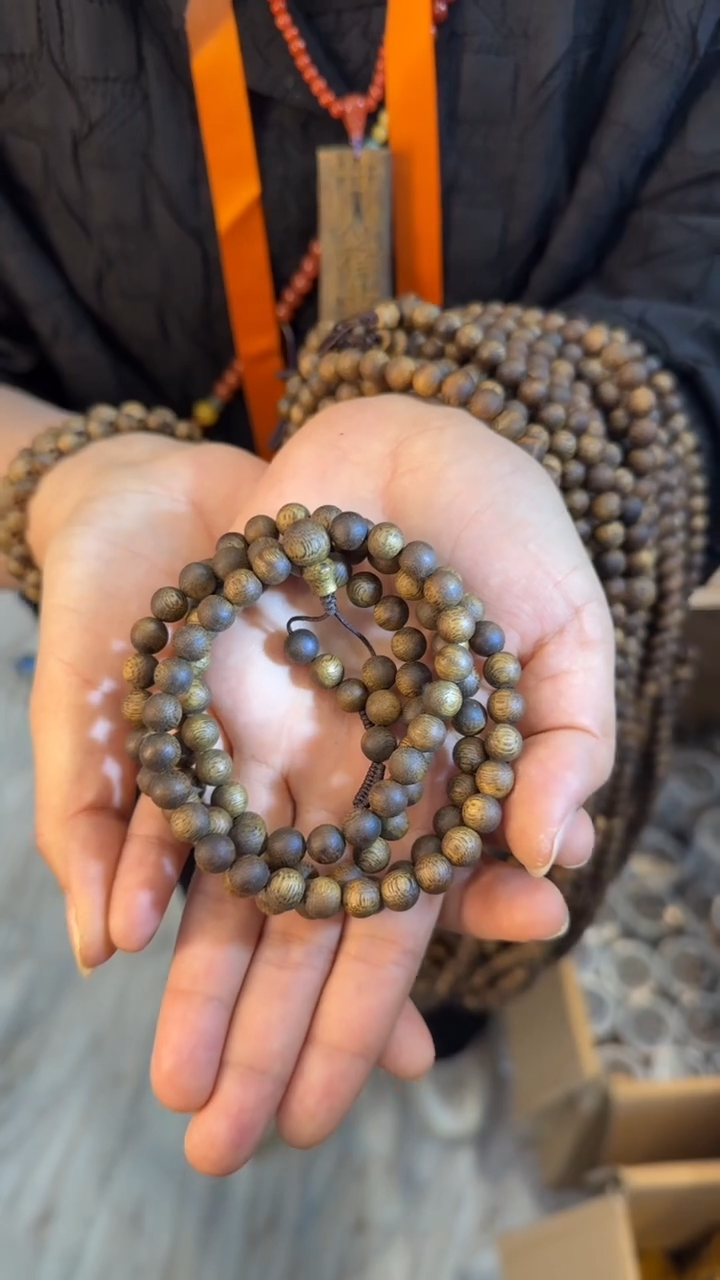 沉香手串99沉国香绿奇沉香张勺子正圆珠7mm108颗18g+多样性发1