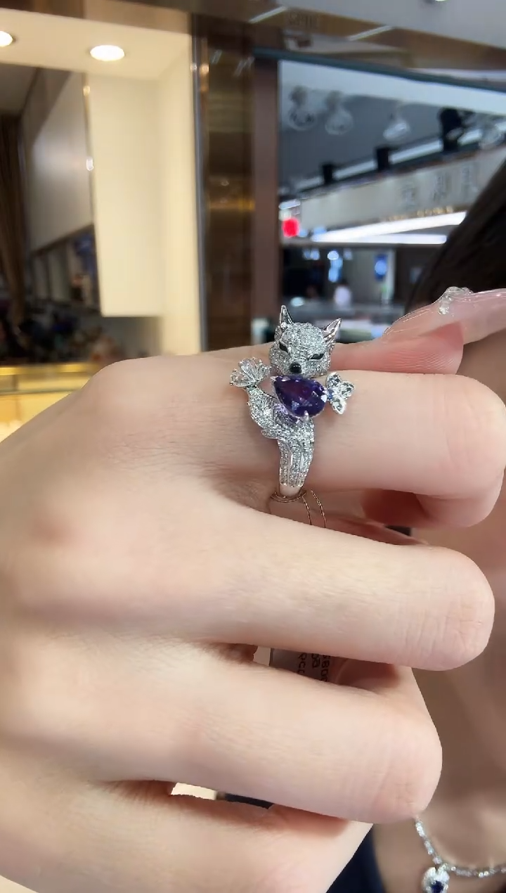 戒指蓝宝石18K金镶嵌1.16ct