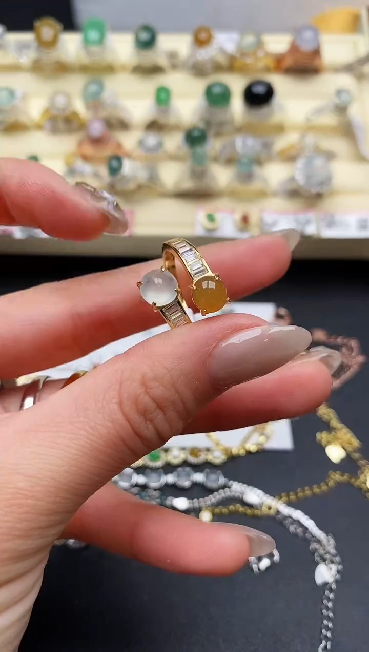 【闪购商品】翡翠戒指银S925镶嵌缅甸翡翠3   1+