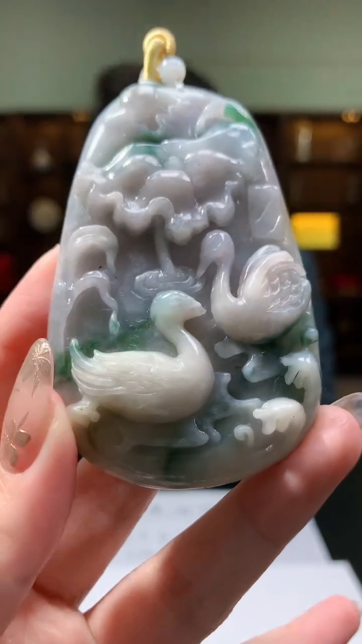 【闪购商品】定制翡翠未镶嵌8035yx-毛货挂件74