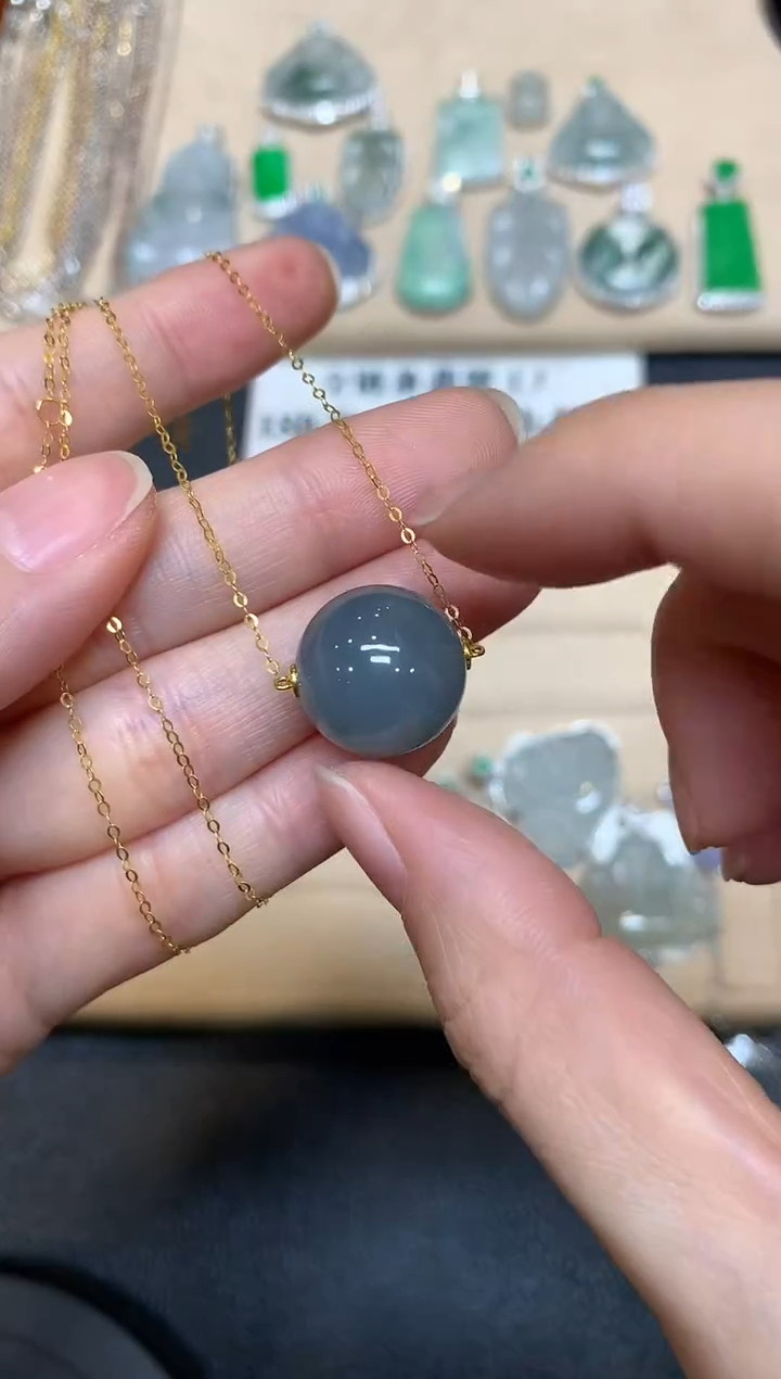 【闪购商品】翡翠颈饰18K金镶嵌财神【无服务费多样性发其一