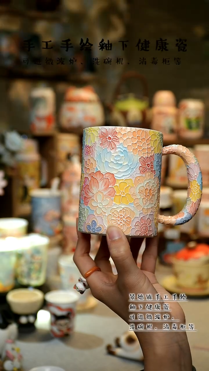 【闪购商品】杯景德镇陶瓷高温釉下彩&W172
