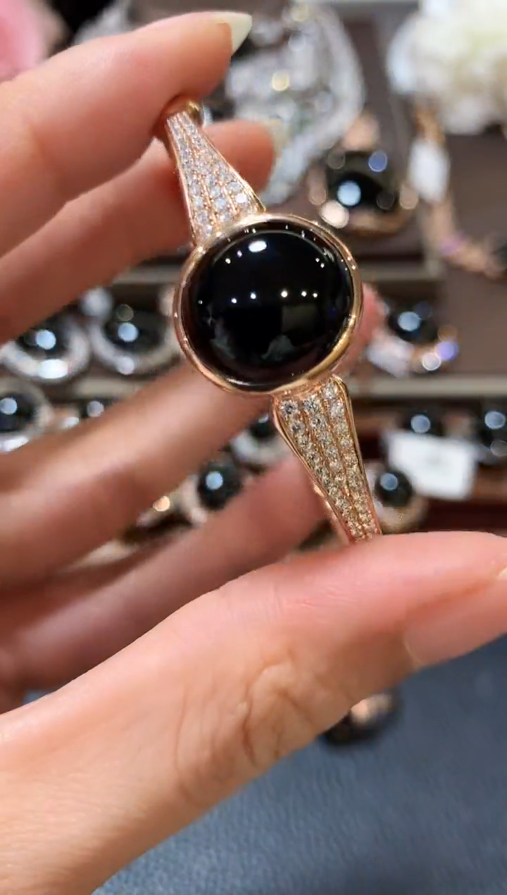 18K金镶嵌手镯翡翠L*lm60 