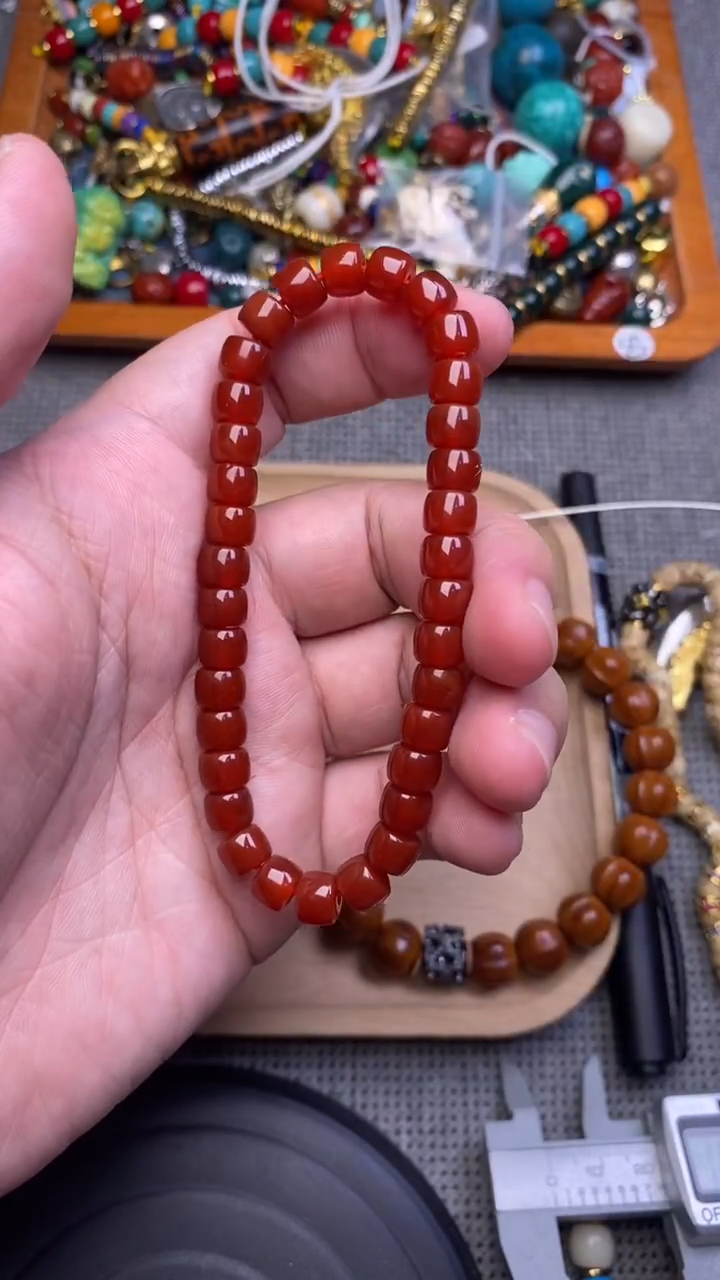 未镶嵌手串南红玛瑙直切单圈 一条发