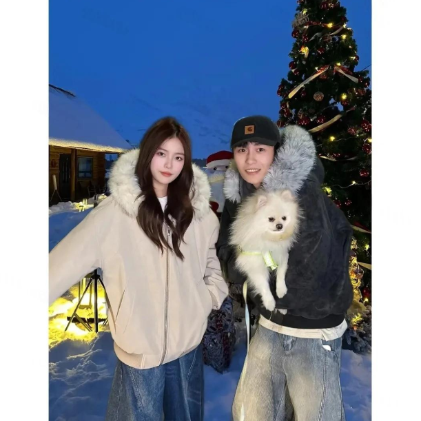 荔枝纹PU皮衣座山雕外套男女冬季加绒加厚棉服短款可拆卸毛领棉衣