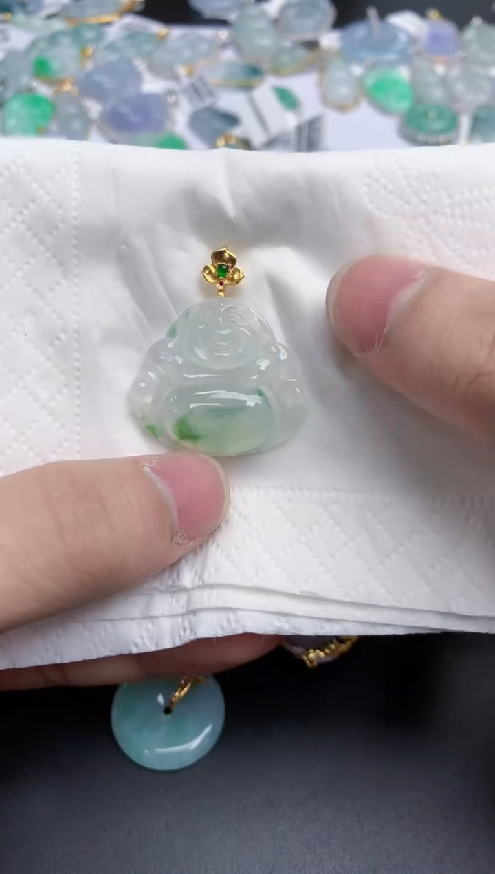 【闪购商品】翡翠颈饰18K金镶嵌天然缅甸翡翠A货