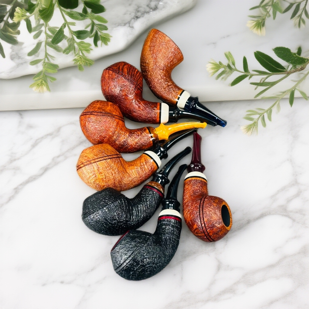 齐国斌齐工作室运动系列石楠木烟斗喷砂罗德西亚斗牛犬弯斗