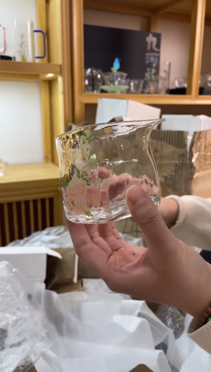 手工艺品玻璃四方公杯桃花啊啊