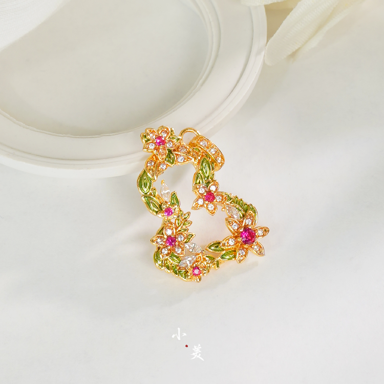 18K金烧蓝繁花葫芦吊坠配件 G80186