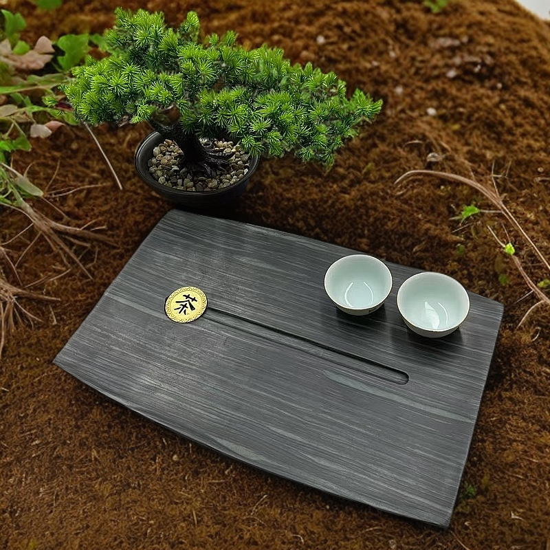 轻舟单人小茶盘天然石制作整板原切精致家用茶盘干湿分离皇庭玉