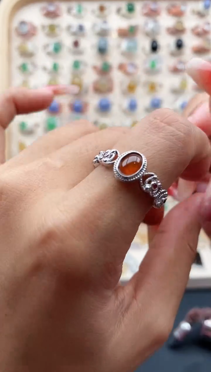 【闪购商品】翡翠戒指银S925镶嵌缅甸天然A货翡翠222   1-4