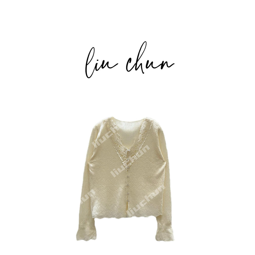 《CHUN》刺绣领针织上衣森女系女装