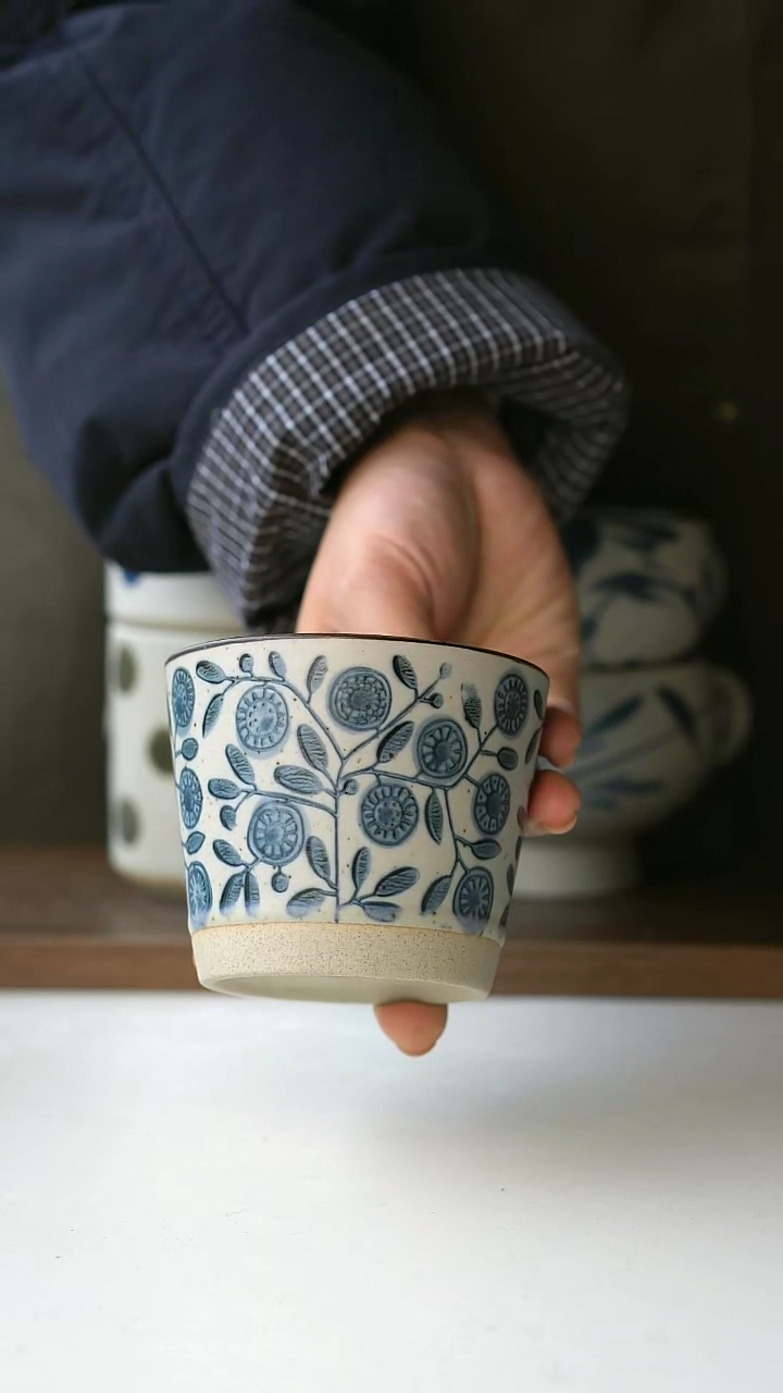 【闪购商品】陶瓷金盏花猪口杯@4-2@