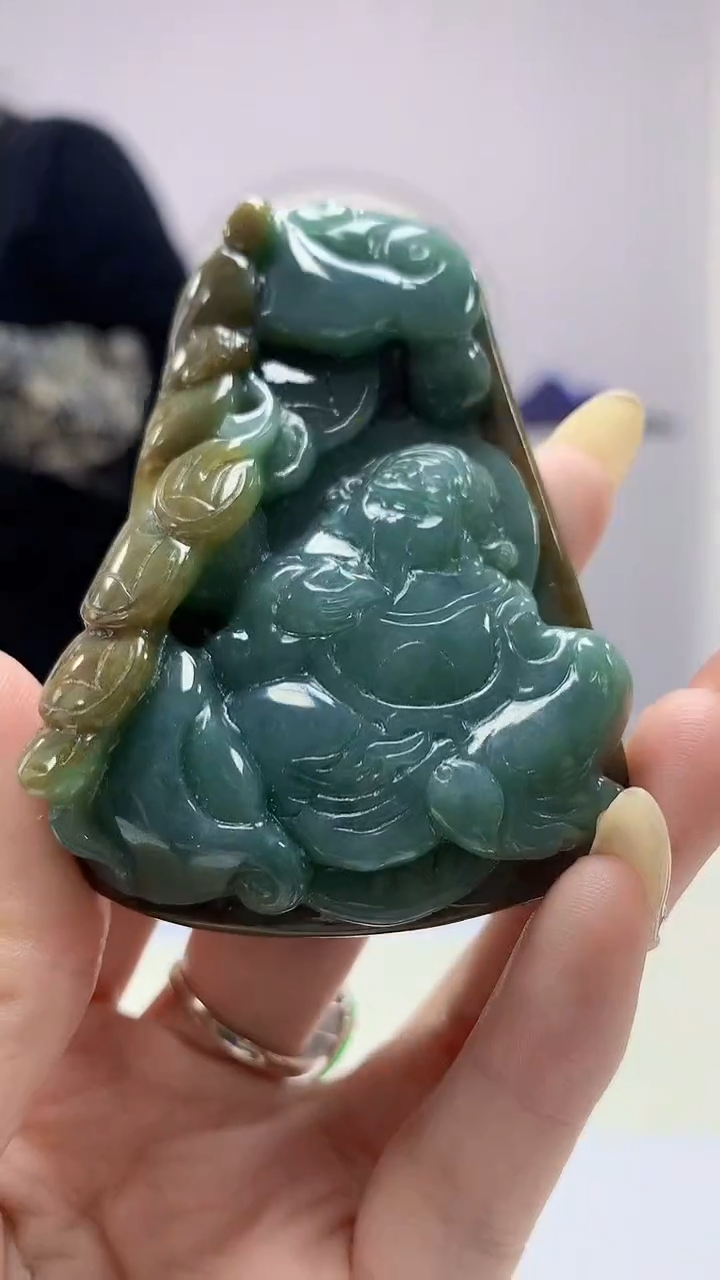 【闪购商品】定制翡翠未镶嵌4902DD-毛货挂件64