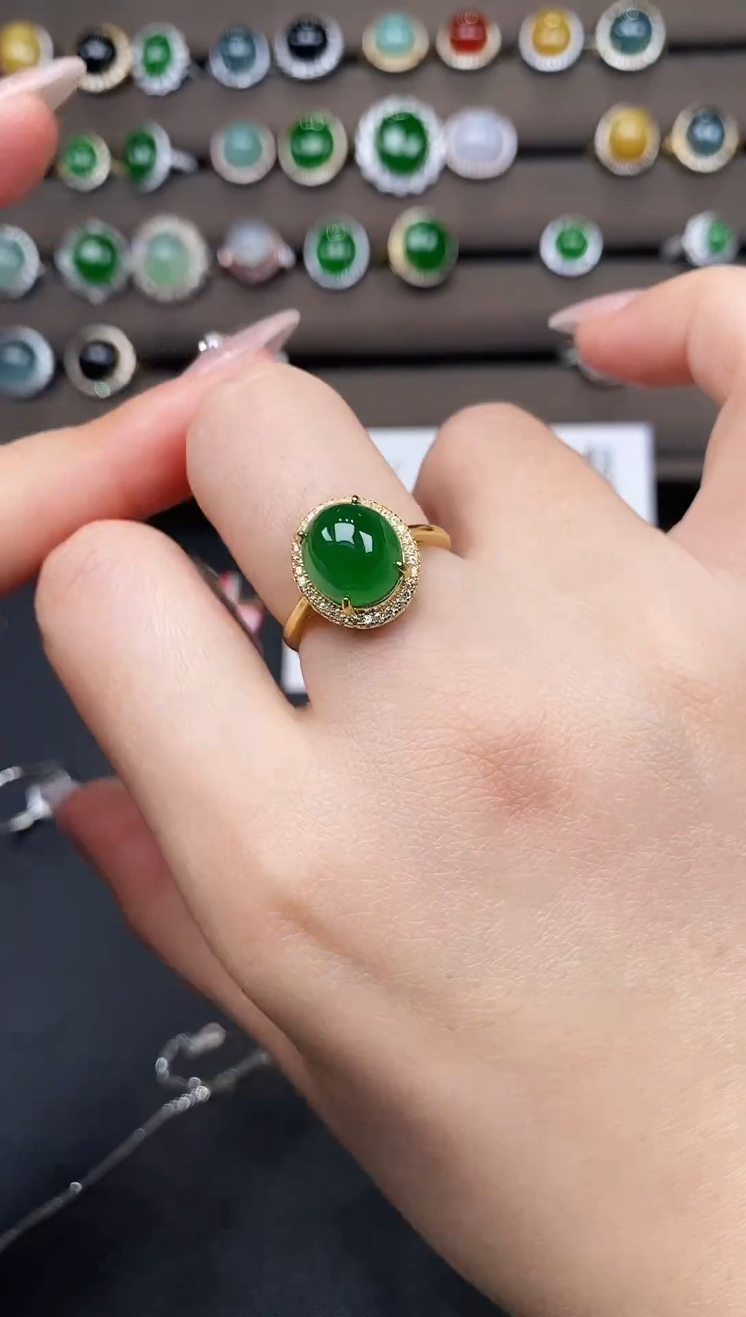 银S925镶嵌戒指翡翠111