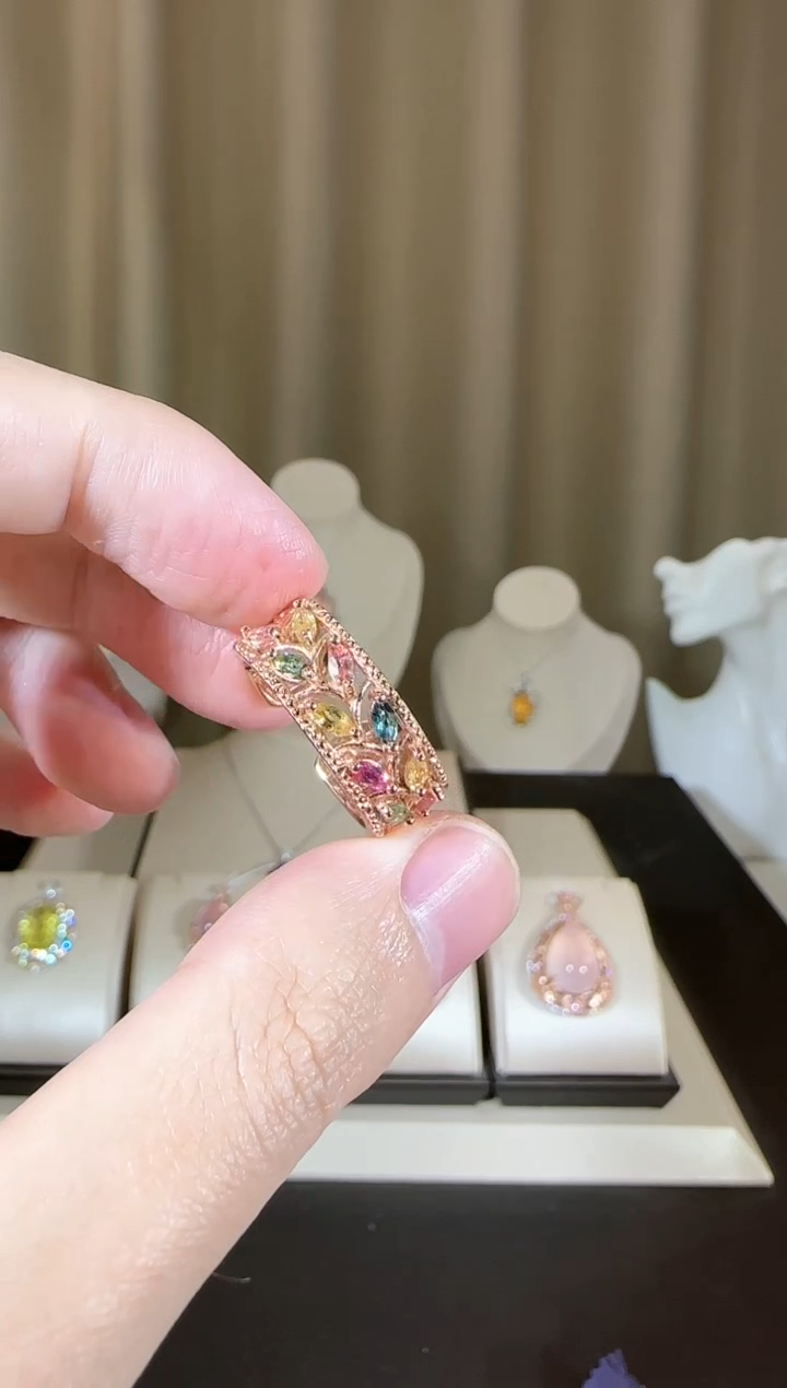 【闪购商品】碧玺戒指银S925镶嵌设计款