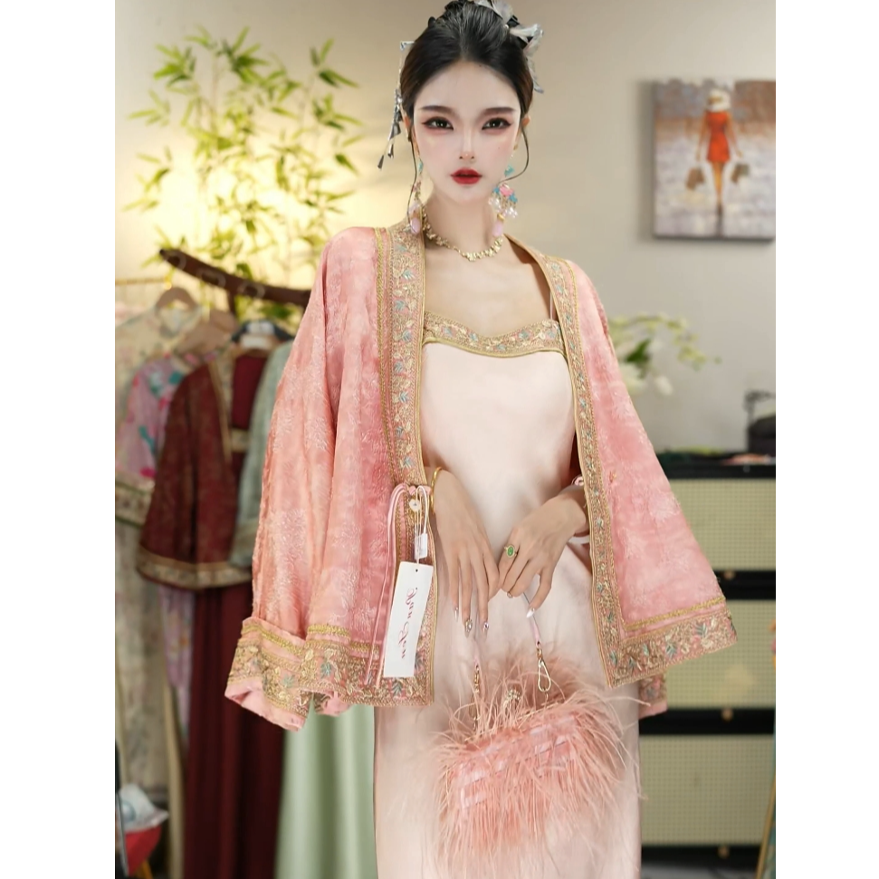 花享悦2025春季新款日常中国风复古上衣和吊带裙WW（2506+2544）