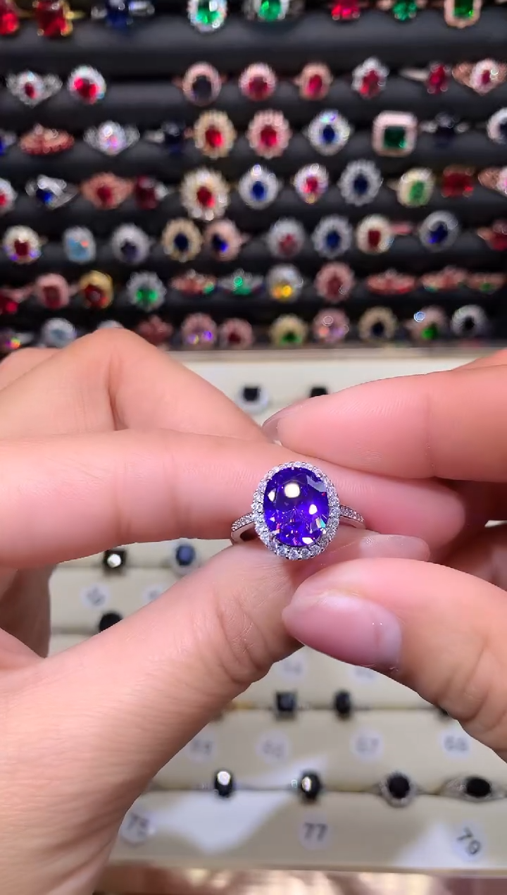 【闪购商品】水晶戒指银S925镶嵌紫水晶911