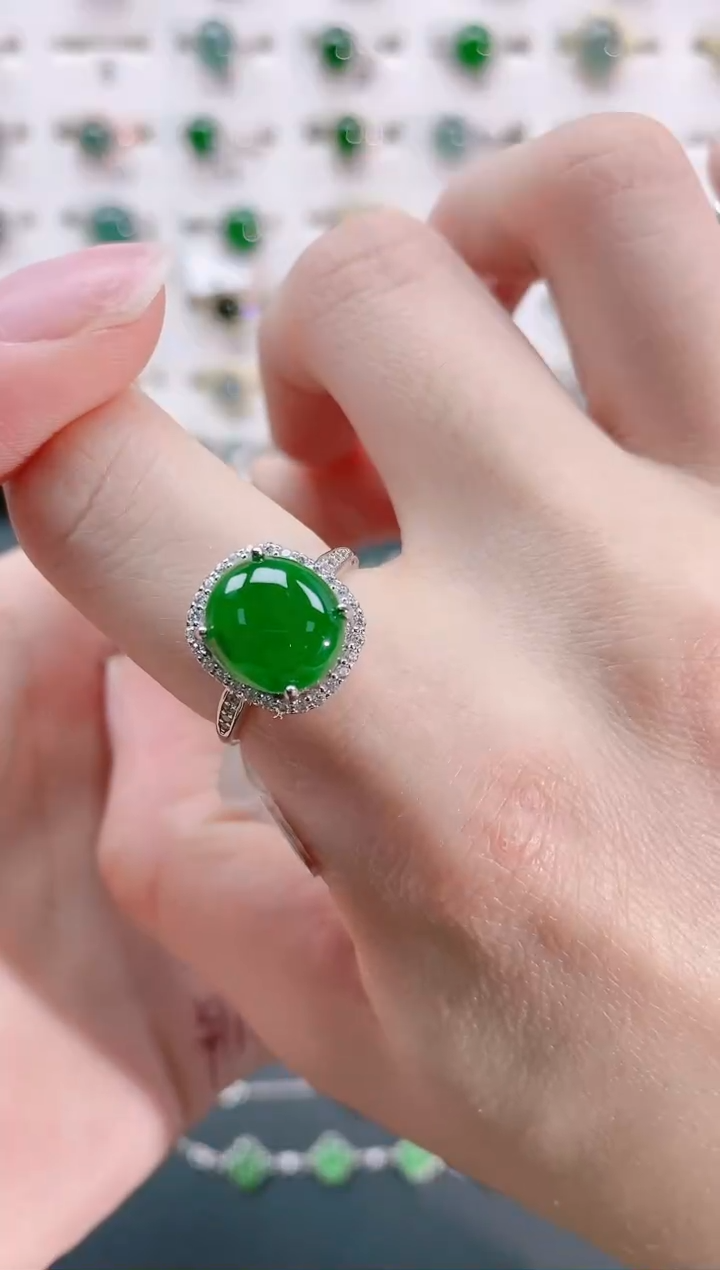 【闪购商品】翡翠戒指银S925镶嵌天然翡翠