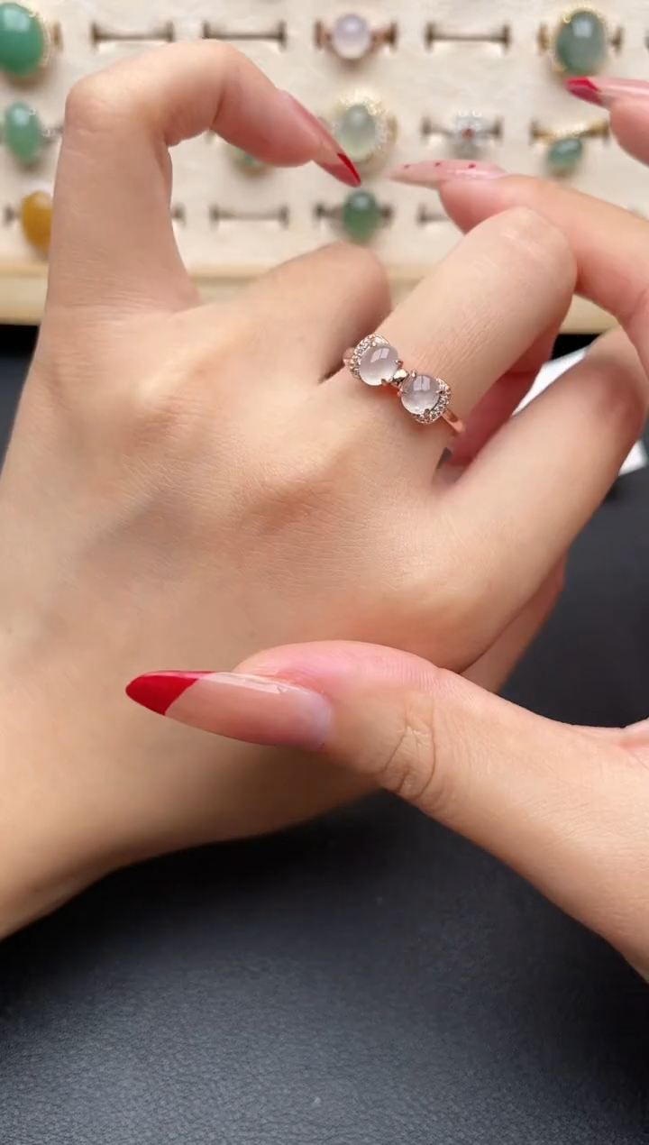 【闪购商品】翡翠戒指银S925镶嵌一物一证一礼盒