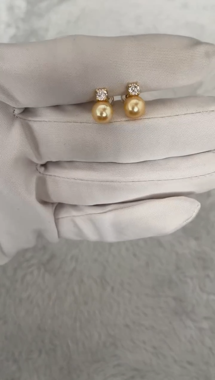 银S925镶嵌海水珍珠耳饰AK羽皇金戴妃7-7.5mm