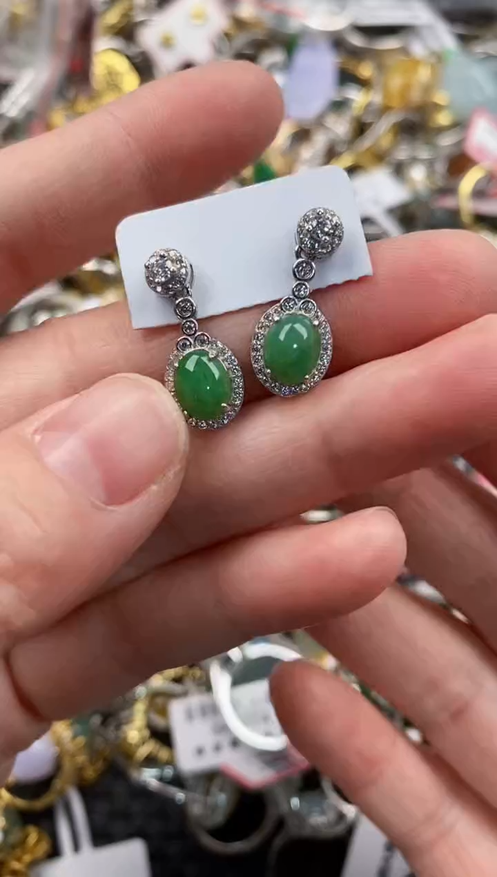 银S925镶嵌戒指翡翠222   3