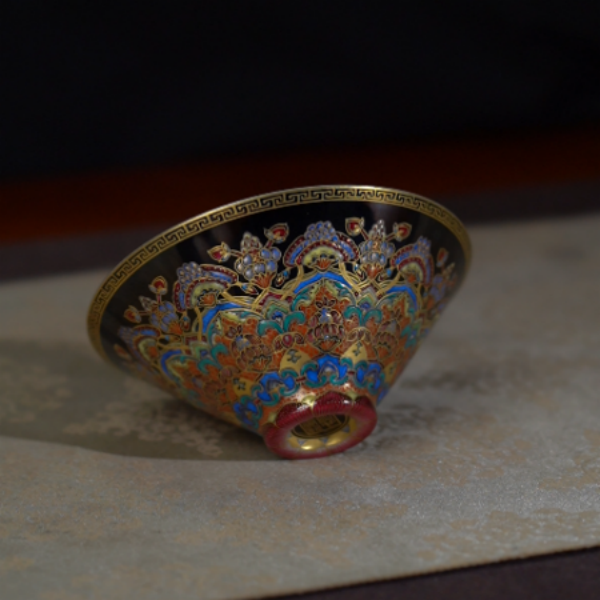 【樊匠造器专属】乌金釉敦煌三兔斗笠盏