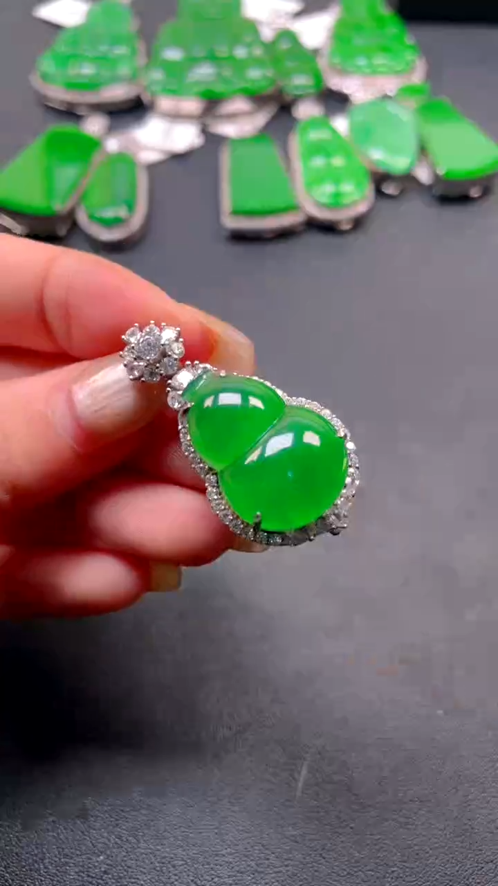 吊坠(不含链)银S925镶嵌翡翠吊坠·