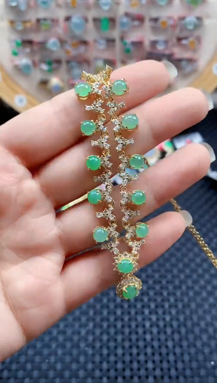 银S925镶嵌戒指翡翠天然A货缅甸翡翠