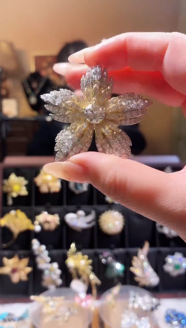 合成立方氧化锆铜合金双色海棠