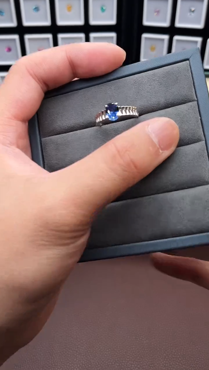 戒指蓝宝石银S925镶嵌11