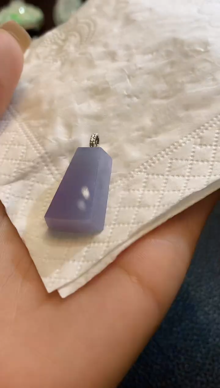 吊坠(不含链)18K金镶嵌翡翠A18 紫货有一定色差